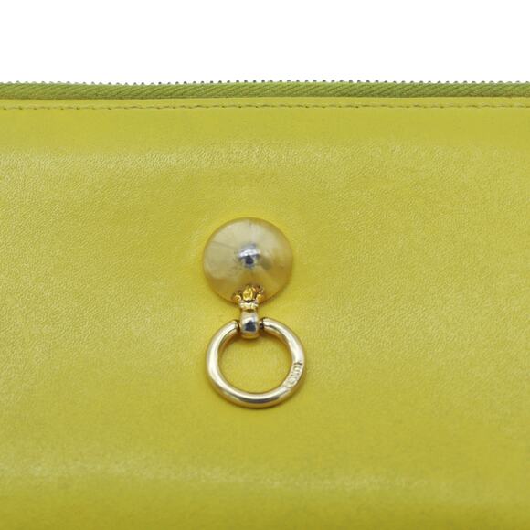 🔴 Fendi Zip Card Holder Wallet - Yellow Patchwork Leather - Picture 6 of 9